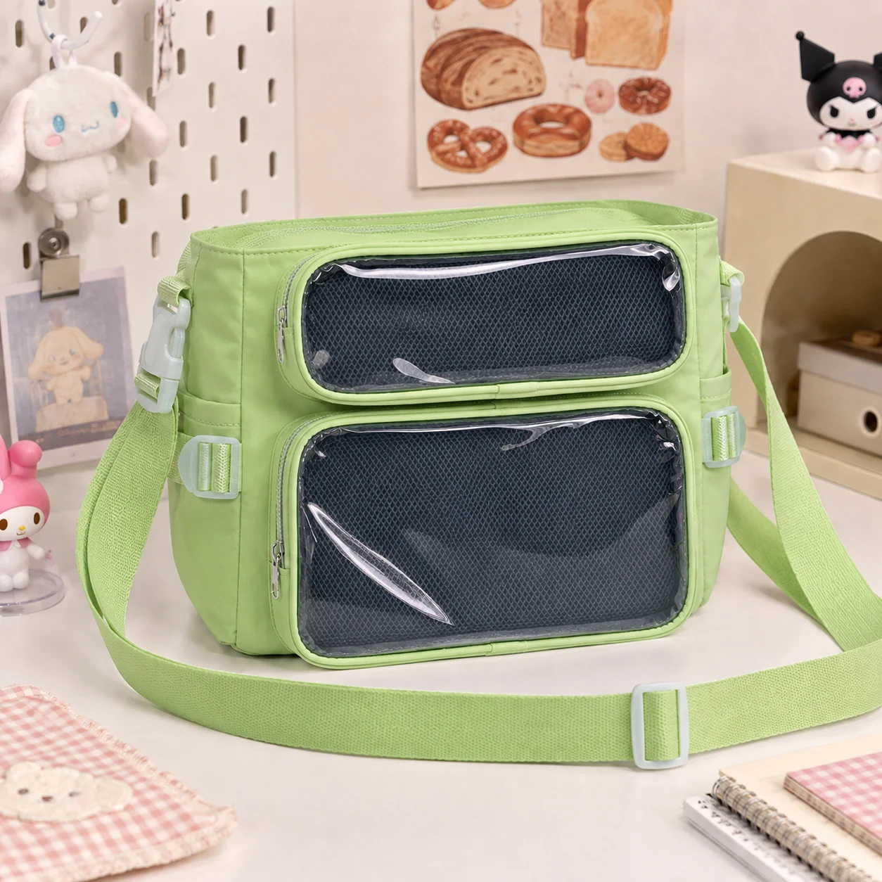 College Ita Bag Transparent Crossbody Shoulder Bag Large Capacity Messenger Bag for School Cute Anime Accessories