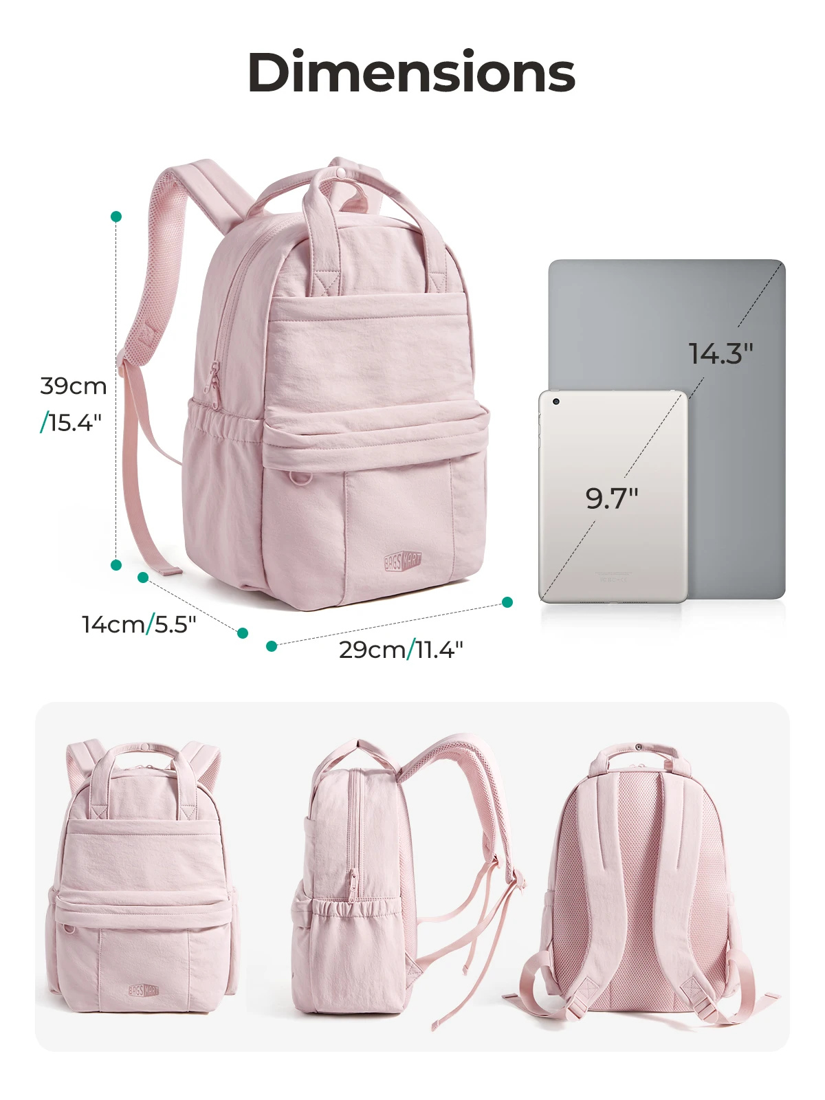 BAGSMART Women's Backpack Large Capacity Laptop Travel Outdoor Carry on Luggage Bag Lightweight School Backpacks for Girl
