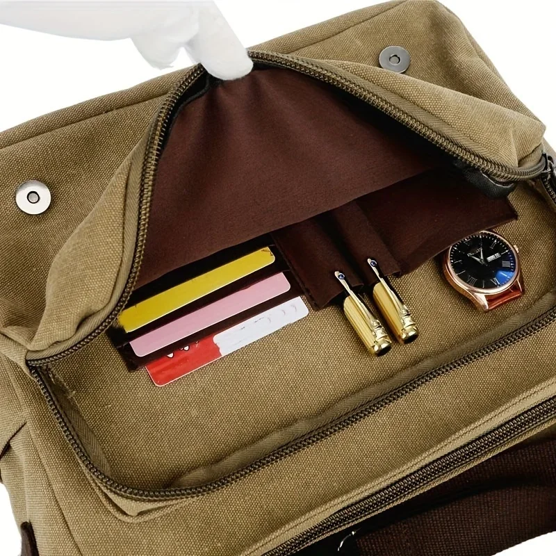 Retro Canvas Messenger Bag for Men Large Laptop Bag Casual Crossbody Bag for Hanging Out Daily Commute, School Bags College Bags