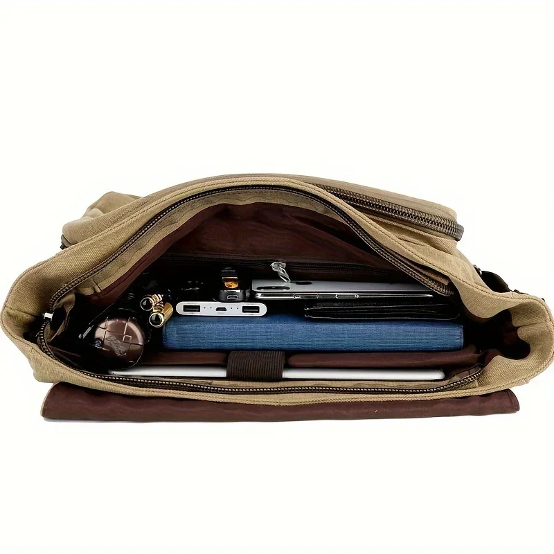 Retro Canvas Messenger Bag for Men Large Laptop Bag Casual Crossbody Bag for Hanging Out Daily Commute, School Bags College Bags