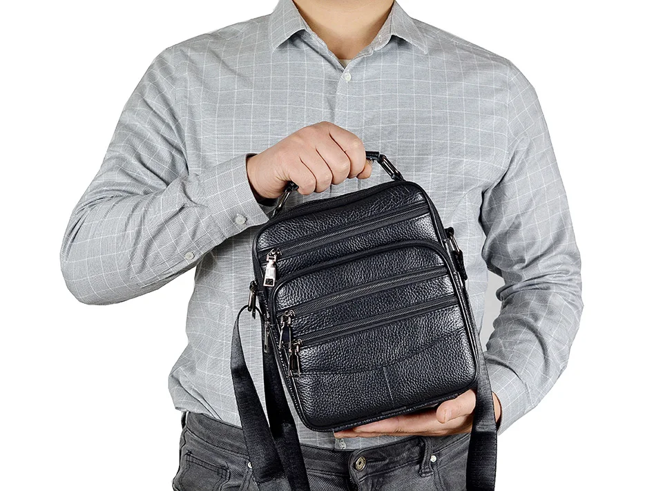Hot Fashion Men Messenger Bags Genuine Leather Handbags for Man Luxury Brand Male Crossbody Bag for Mini Pad Boy Shoulder Bag