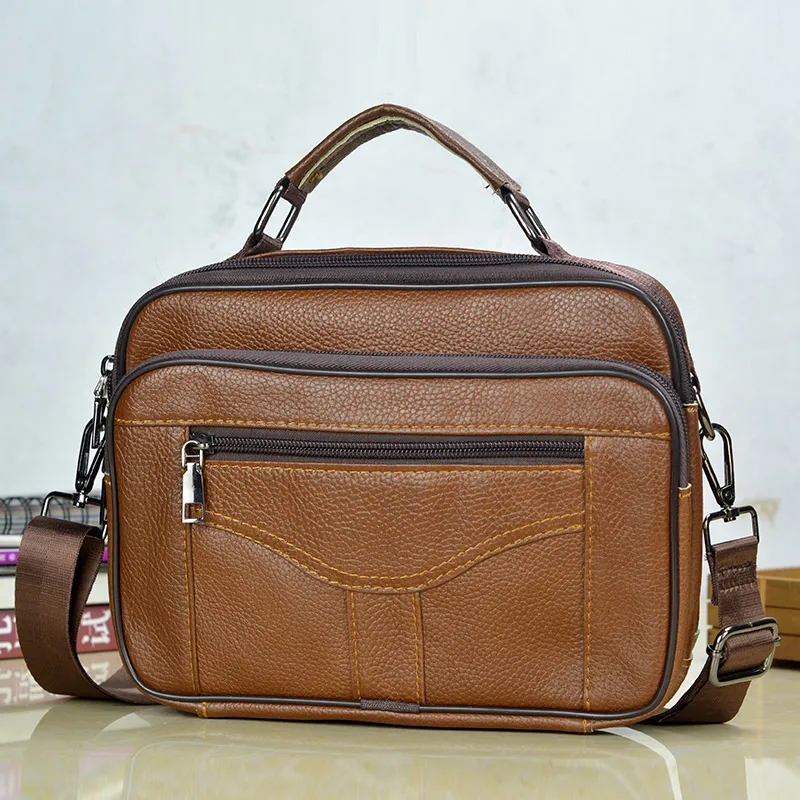 Hot Fashion Men Messenger Bags Genuine Leather Handbags for Man Luxury Brand Male Crossbody Bag for Mini Pad Boy Shoulder Bag