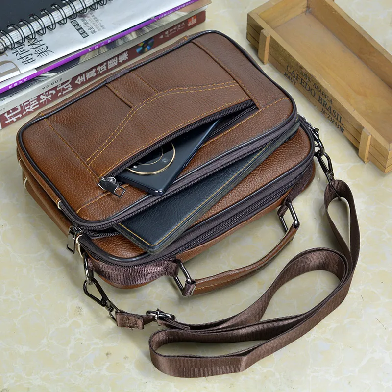 Hot Fashion Men Messenger Bags Genuine Leather Handbags for Man Luxury Brand Male Crossbody Bag for Mini Pad Boy Shoulder Bag