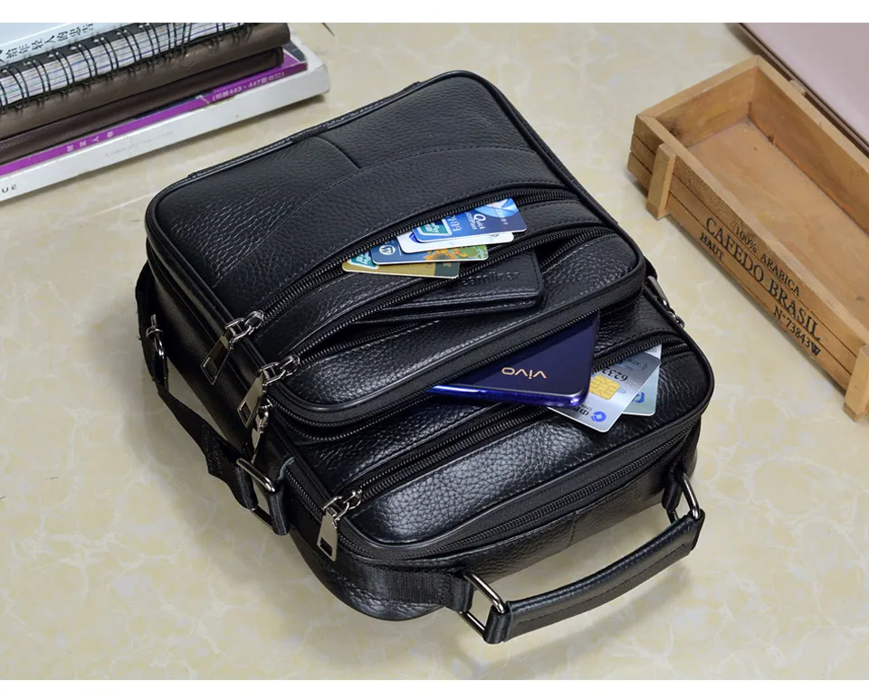 Hot Fashion Men Messenger Bags Genuine Leather Handbags for Man Luxury Brand Male Crossbody Bag for Mini Pad Boy Shoulder Bag