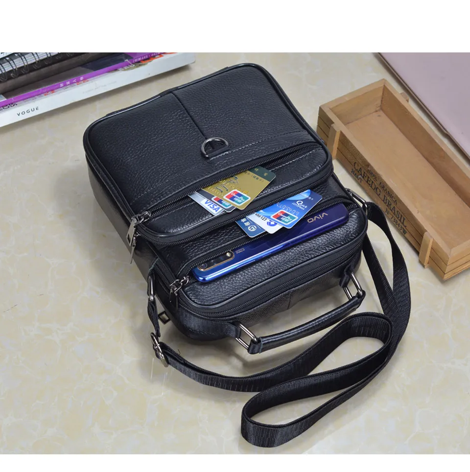 Hot Fashion Men Messenger Bags Genuine Leather Handbags for Man Luxury Brand Male Crossbody Bag for Mini Pad Boy Shoulder Bag