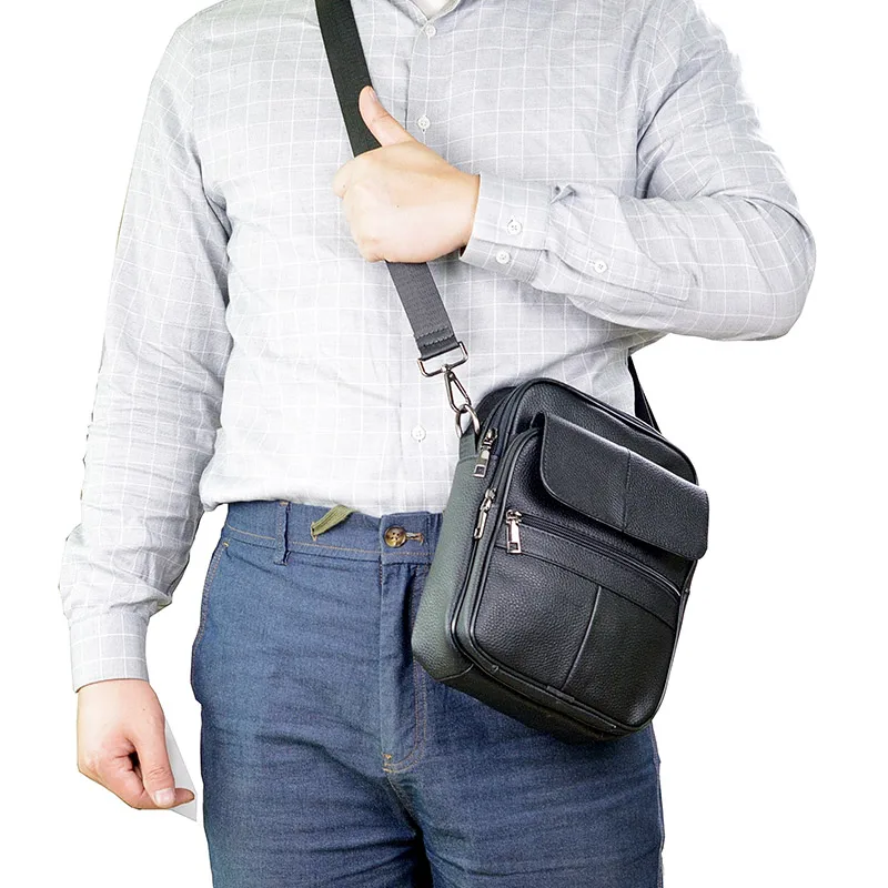 Hot Fashion Men Messenger Bags Genuine Leather Handbags for Man Luxury Brand Male Crossbody Bag for Mini Pad Boy Shoulder Bag