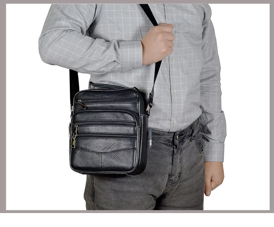 Hot Fashion Men Messenger Bags Genuine Leather Handbags for Man Luxury Brand Male Crossbody Bag for Mini Pad Boy Shoulder Bag
