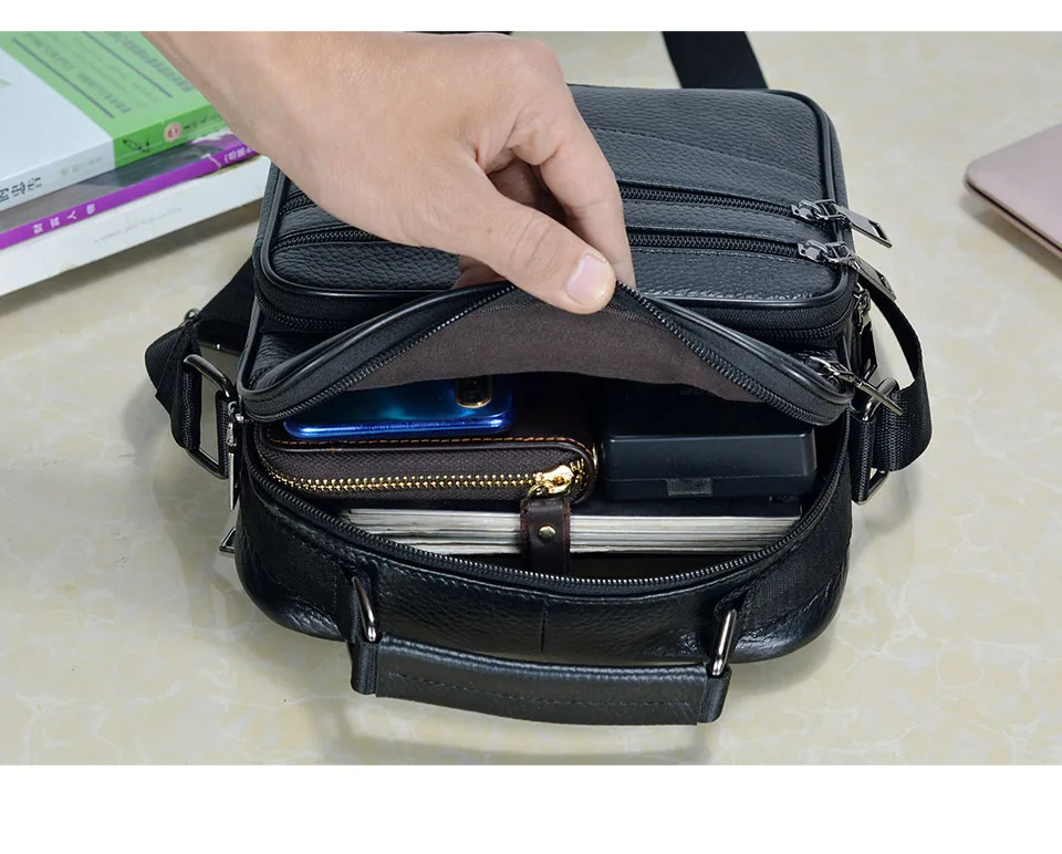 Hot Fashion Men Messenger Bags Genuine Leather Handbags for Man Luxury Brand Male Crossbody Bag for Mini Pad Boy Shoulder Bag