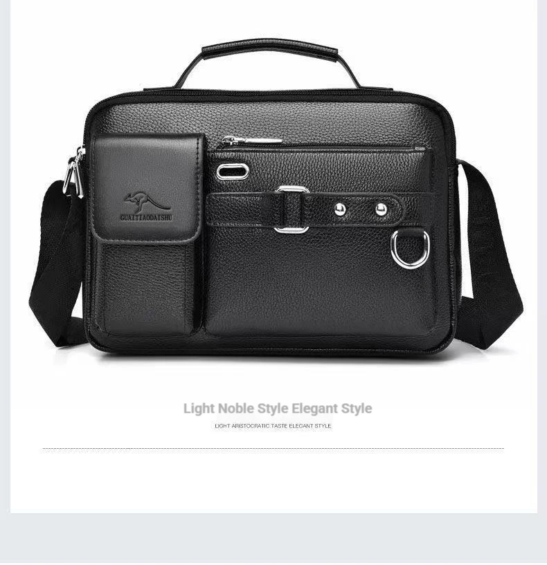 Men's Retro Messenger Bag with Waterproof Design, Large Capacity Laptop Briefcase for Office Work, Travel and School