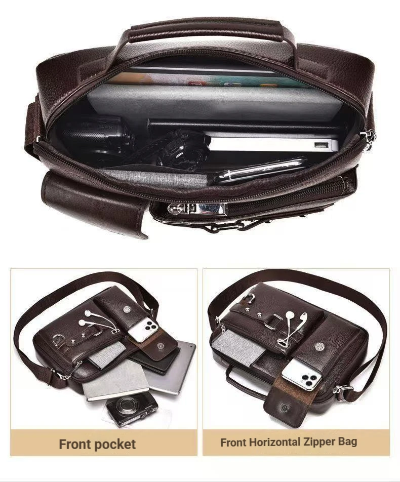 Men's Retro Messenger Bag with Waterproof Design, Large Capacity Laptop Briefcase for Office Work, Travel and School