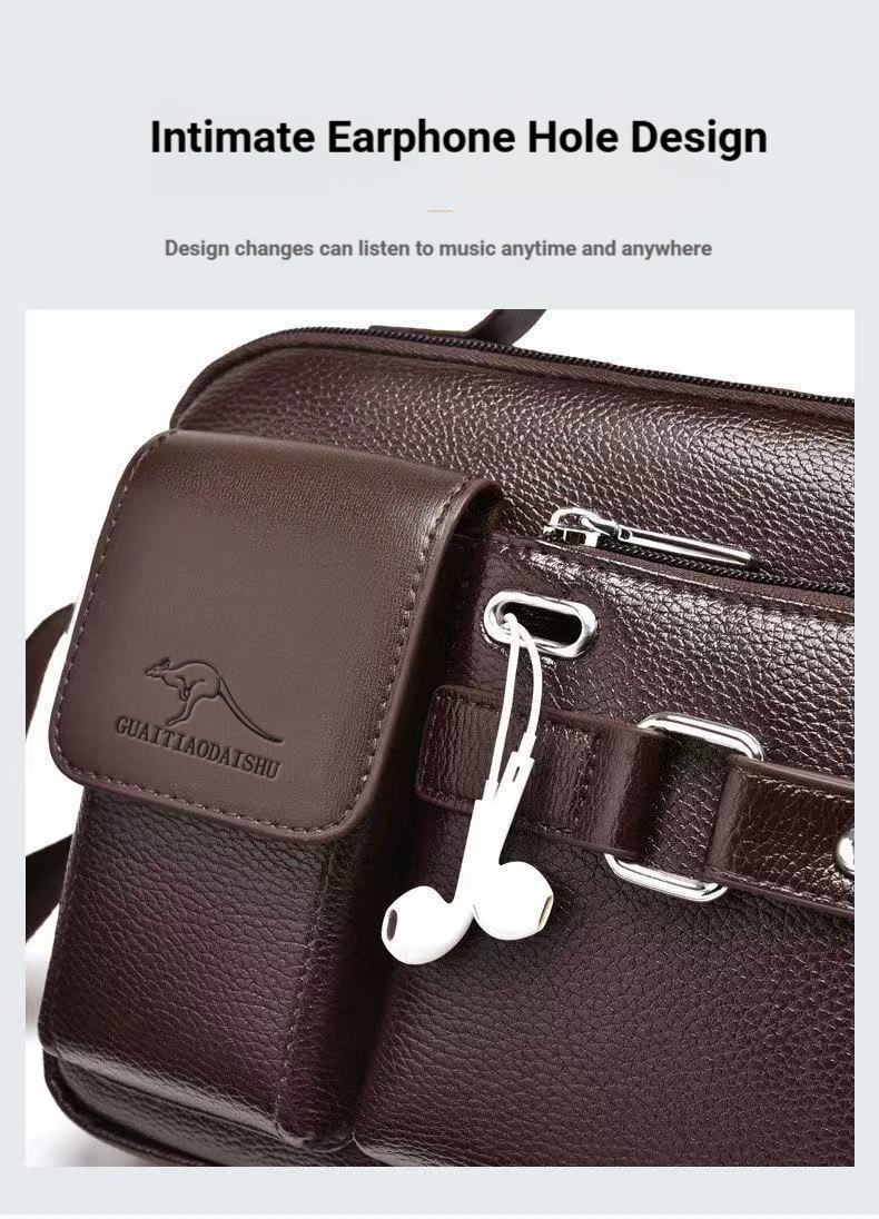 Men's Retro Messenger Bag with Waterproof Design, Large Capacity Laptop Briefcase for Office Work, Travel and School