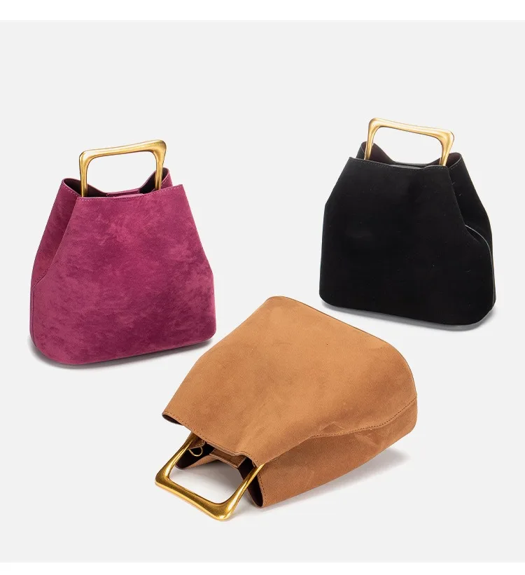 Luxury Women Handbags Velvet Elegant Wedding Party Dress Shoulder Clutch Bag Fashionable Metal Handle Purse Spring Summer New