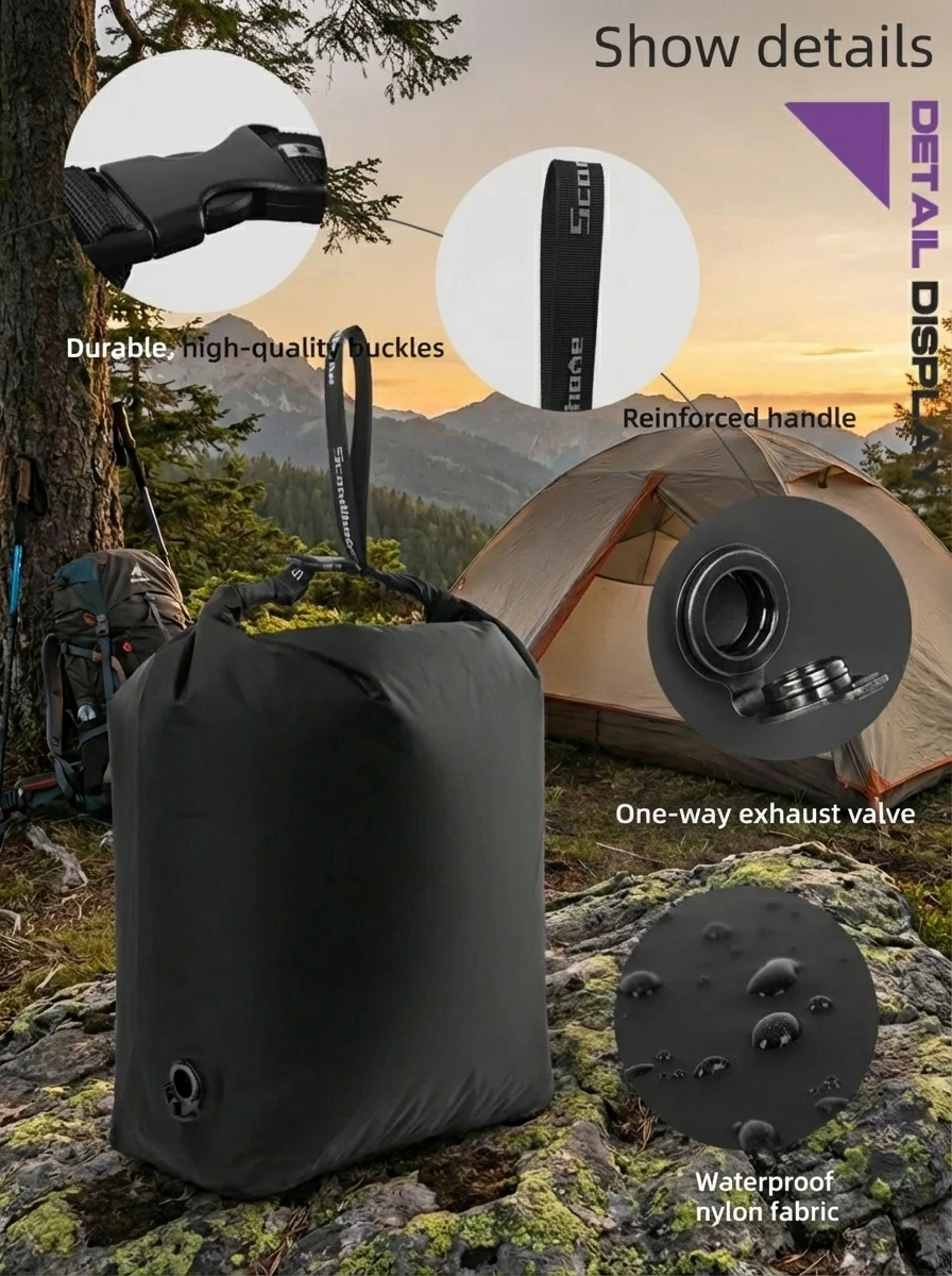 Outdoor Camping Vacuum Compression Bag No Pump Waterproof Storage Organizer for Sleeping Bag Hiking Backpacking Space Saving