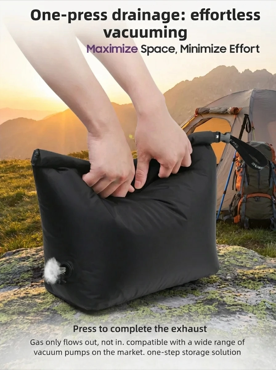 Outdoor Camping Vacuum Compression Bag No Pump Waterproof Storage Organizer for Sleeping Bag Hiking Backpacking Space Saving
