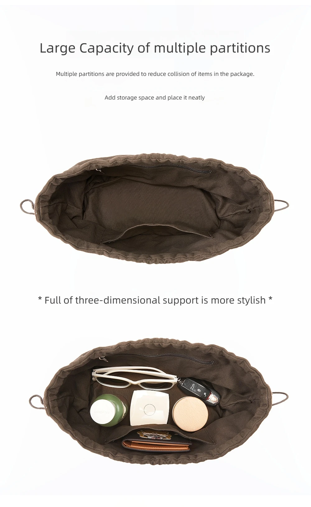 Bag organizer insert For dragon diffusion 8892 durable fashion bag support storage inner modification bag accessories