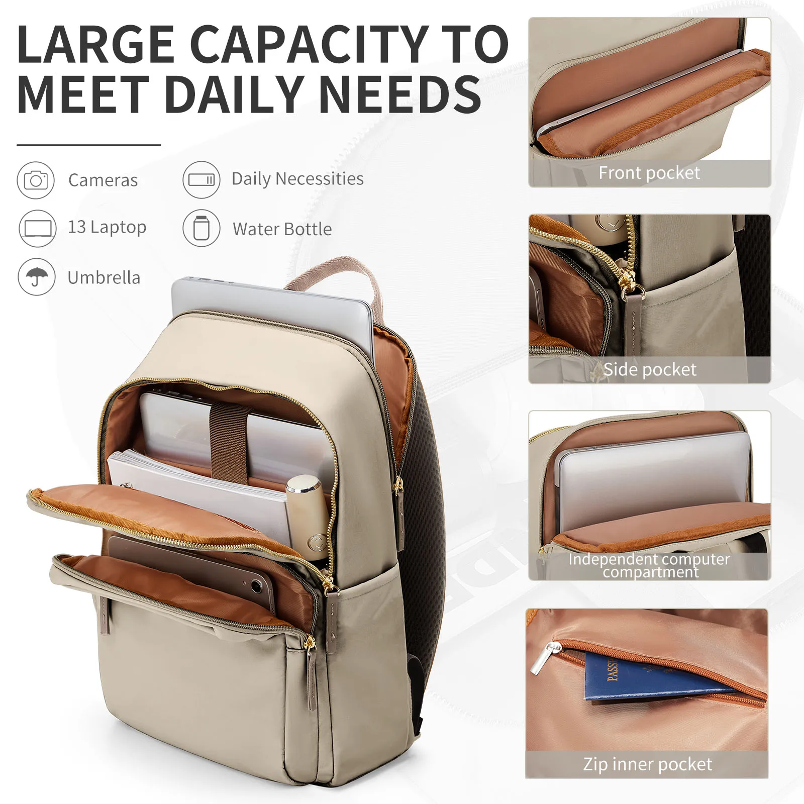 New Simple Large Capacity Backpack Women Travel Business Teacher Backpack Laptop Shoulder Bag Girl School Student Backpack Purse