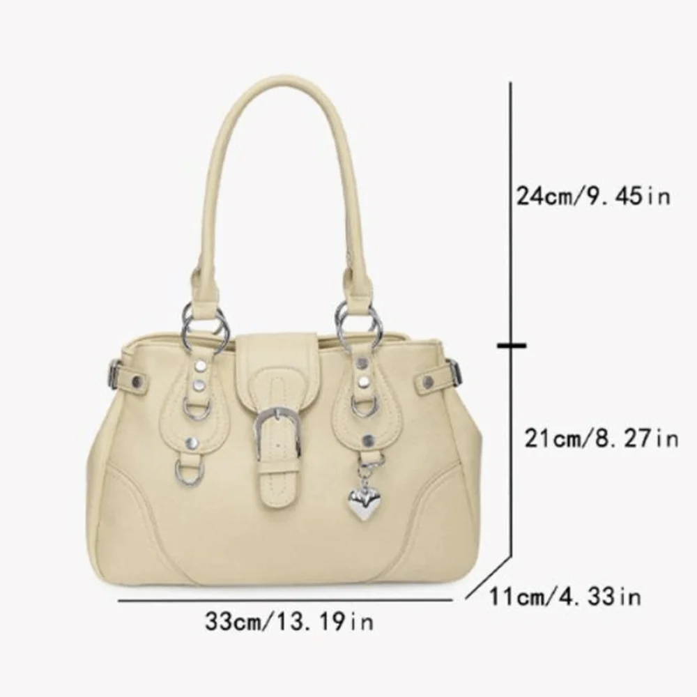 Y2K Aesthetic Women Underarm Bag Large Capacity Motorcycle Style Retro Shoulder Bag PU Leather Motorcycle Bag Women Daily Wear