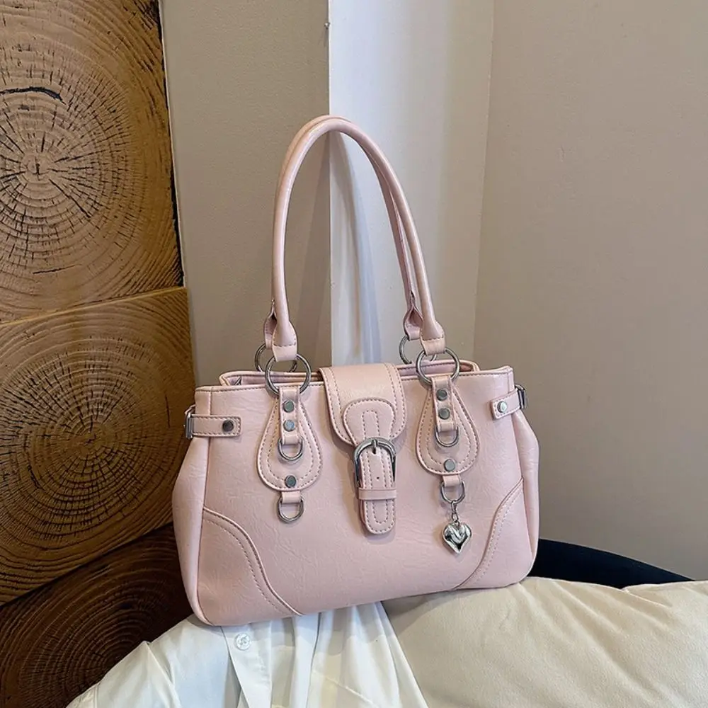 Y2K Aesthetic Women Underarm Bag Large Capacity Motorcycle Style Retro Shoulder Bag PU Leather Motorcycle Bag Women Daily Wear