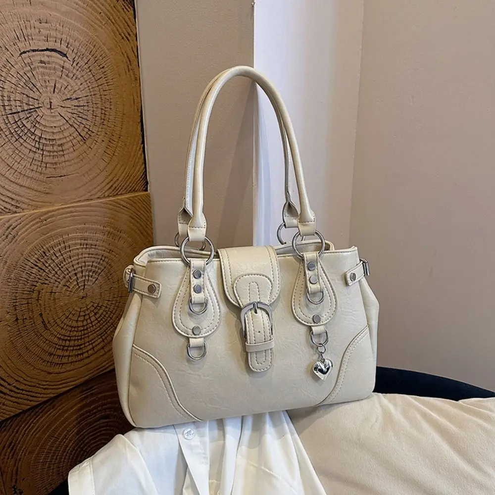Y2K Aesthetic Women Underarm Bag Large Capacity Motorcycle Style Retro Shoulder Bag PU Leather Motorcycle Bag Women Daily Wear