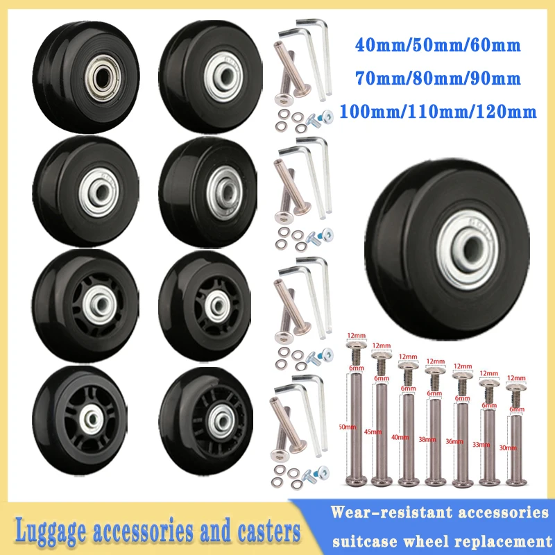Suitcase Screw Replacement Wheels for Travel Suitcase Wheel Axle Repair Kit 40/45/50/60/70/80/90/100/110/120mm Silent Casters