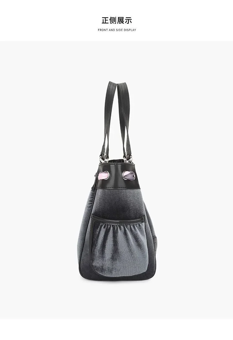 Ladies Large-Capacity Tote Bag Y2K Women Vintage Retro Chic Embroidery Velvet Handbags Girl Shopping Shoulder Bag Women's Purses