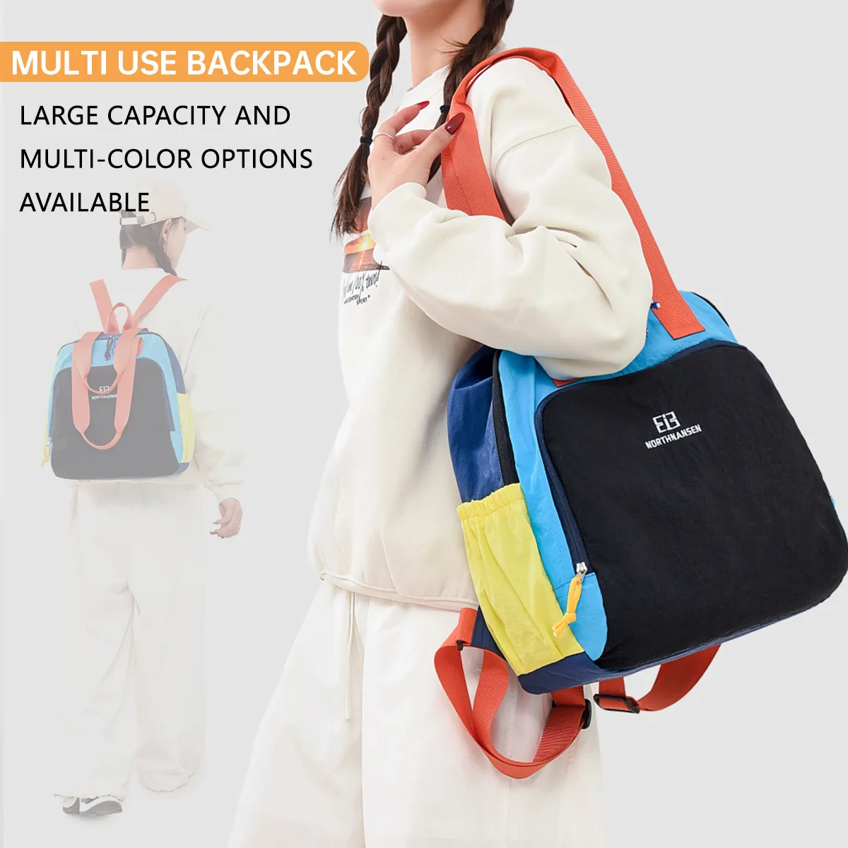 Crossbody Handbag, Color-Blocked Canvas, Men's 2026 New Original Backpack, Multi-Functional Large-Capacity Single-Shoulder Women's Tote Bag, Student Bag