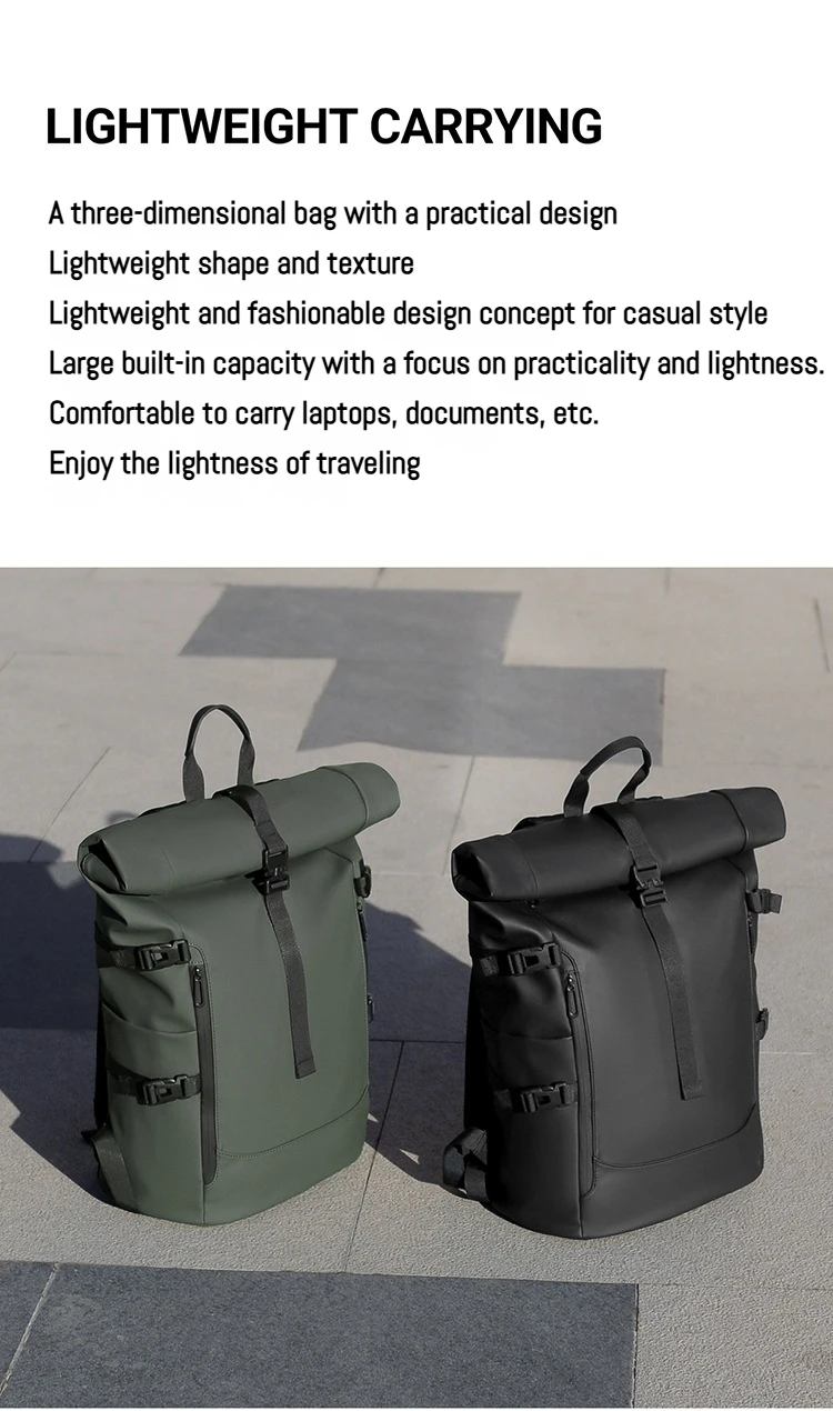 New Shoulder Bag Men's Senior Sense of Business Computer Outdoor Leisure Rolled Edge Travel Backpack Fashion Commuting