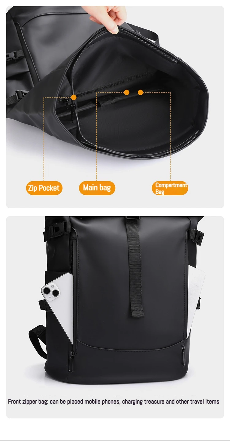 New Shoulder Bag Men's Senior Sense of Business Computer Outdoor Leisure Rolled Edge Travel Backpack Fashion Commuting