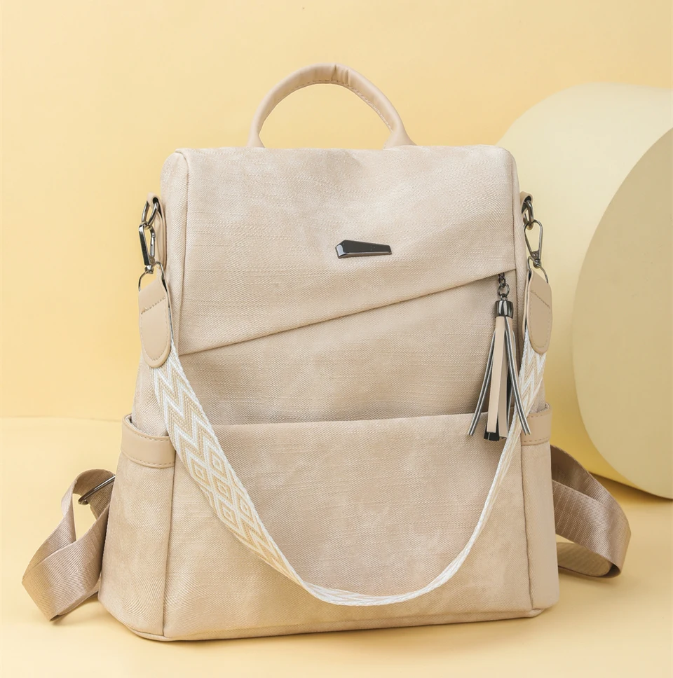 High Quality Pu Leather Backpack Women Ladies Shoulder Bag Designer Fashion Daypack Large Capacity School Bag for Girls