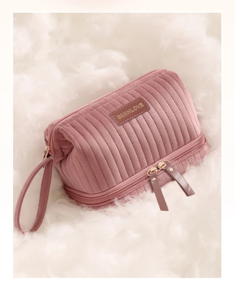 Portable Makeup Organizer Bag Large Capacity Cosmetic Pouch Multi-Compartment for Brushes Cosmetics Travel Storage