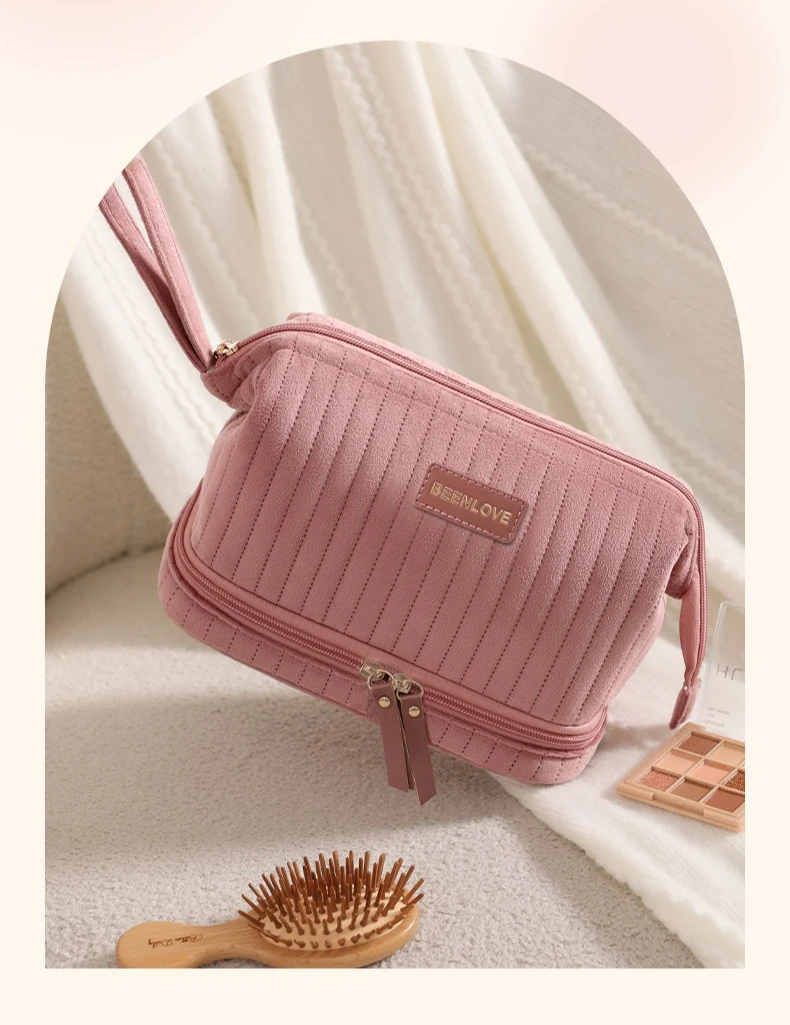 Portable Makeup Organizer Bag Large Capacity Cosmetic Pouch Multi-Compartment for Brushes Cosmetics Travel Storage