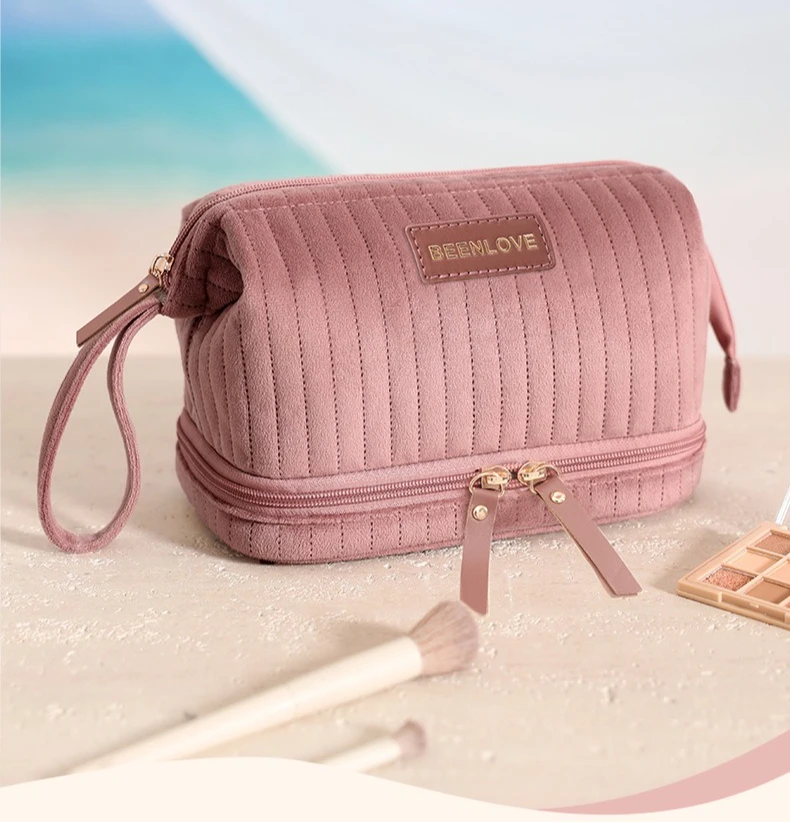 Portable Makeup Organizer Bag Large Capacity Cosmetic Pouch Multi-Compartment for Brushes Cosmetics Travel Storage