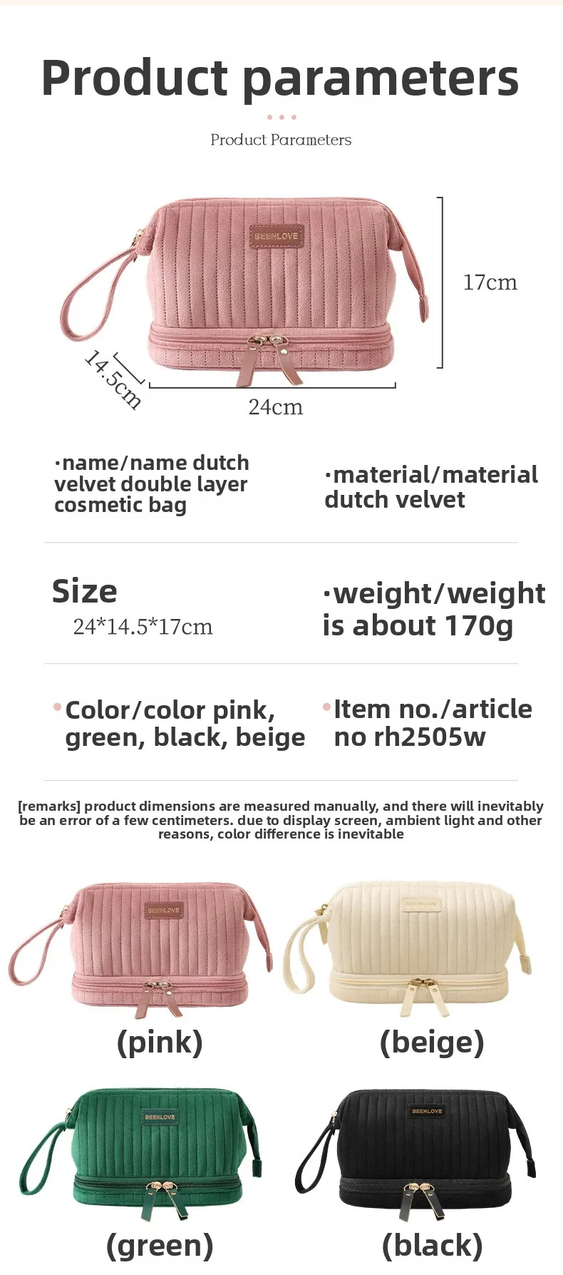 Portable Makeup Organizer Bag Large Capacity Cosmetic Pouch Multi-Compartment for Brushes Cosmetics Travel Storage