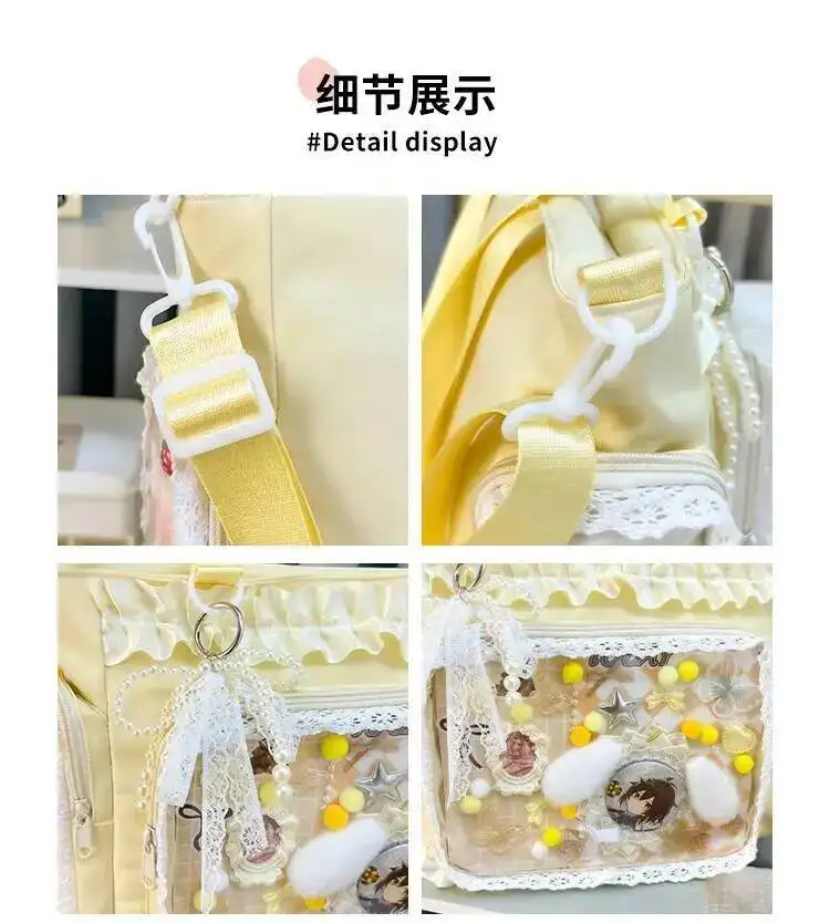 Y2K Cute Japanese Ins Ita Bag Lolita Girl Transparent Tote Crossbody Bag Large Capacity Casual Shoulder Bag DIY Display Handbags