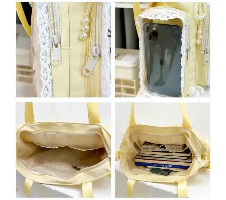 Y2K Cute Japanese Ins Ita Bag Lolita Girl Transparent Tote Crossbody Bag Large Capacity Casual Shoulder Bag DIY Display Handbags