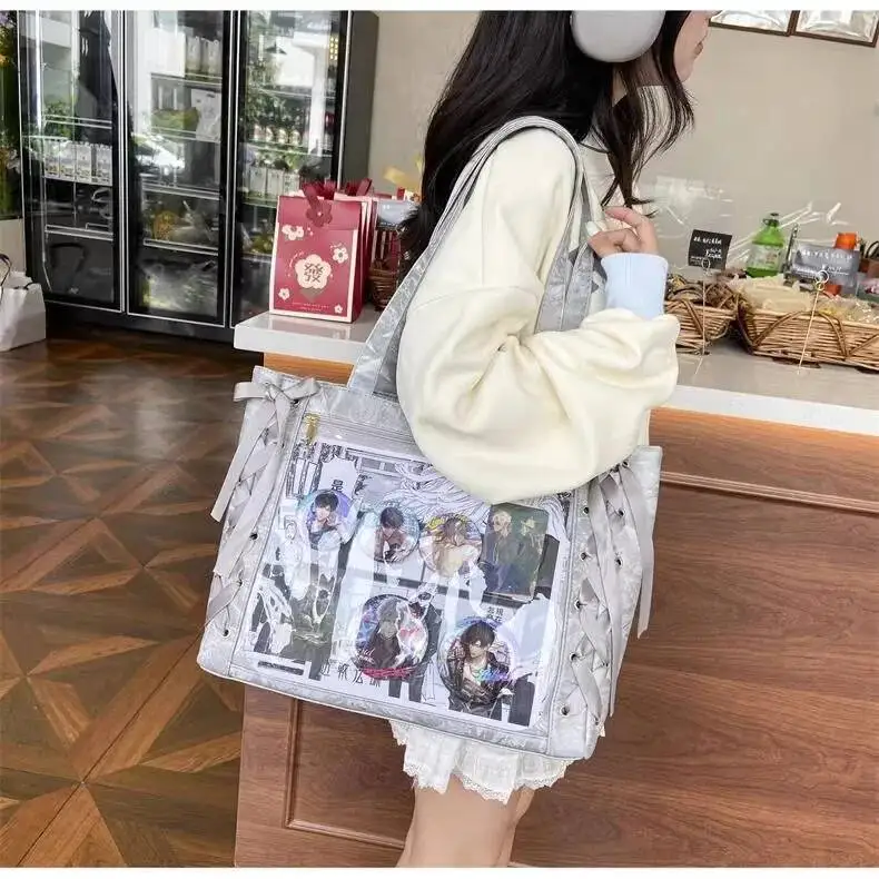 Y2K Cute Japanese Ins Ita Bag Lolita Girl Transparent Tote Crossbody Bag Large Capacity Casual Shoulder Bag DIY Display Handbags