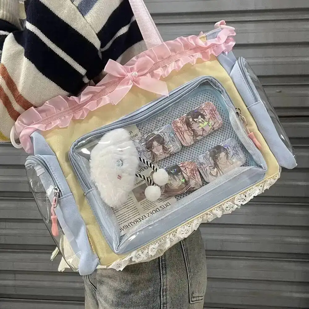 Y2K Cute Japanese Ins Ita Bag Lolita Girl Transparent Tote Crossbody Bag Large Capacity Casual Shoulder Bag DIY Display Handbags