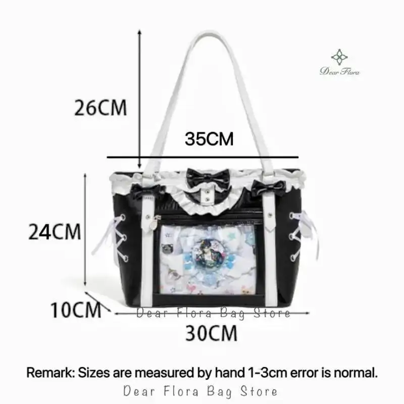 Y2K Cute Japanese Ins Ita Bag Lolita Girl Transparent Tote Crossbody Bag Large Capacity Casual Shoulder Bag DIY Display Handbags