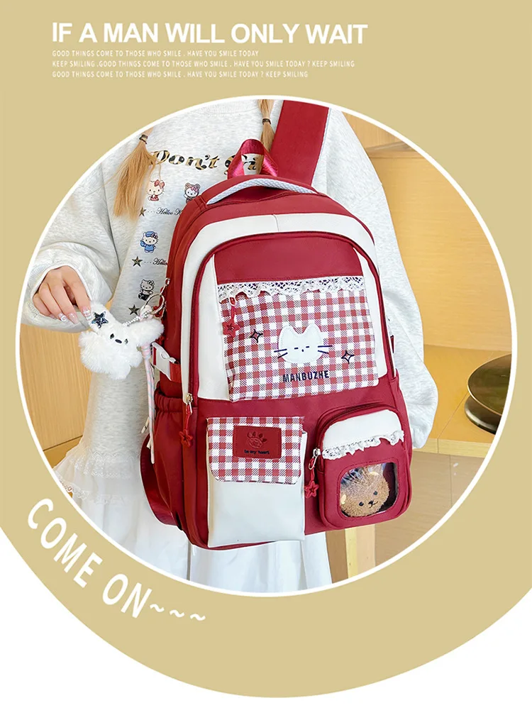 Girl School Bag Backpack Back Pack For Teenager Women Children Female Pink Schoolbag Primary High Bagpack Class Teens Child Kids