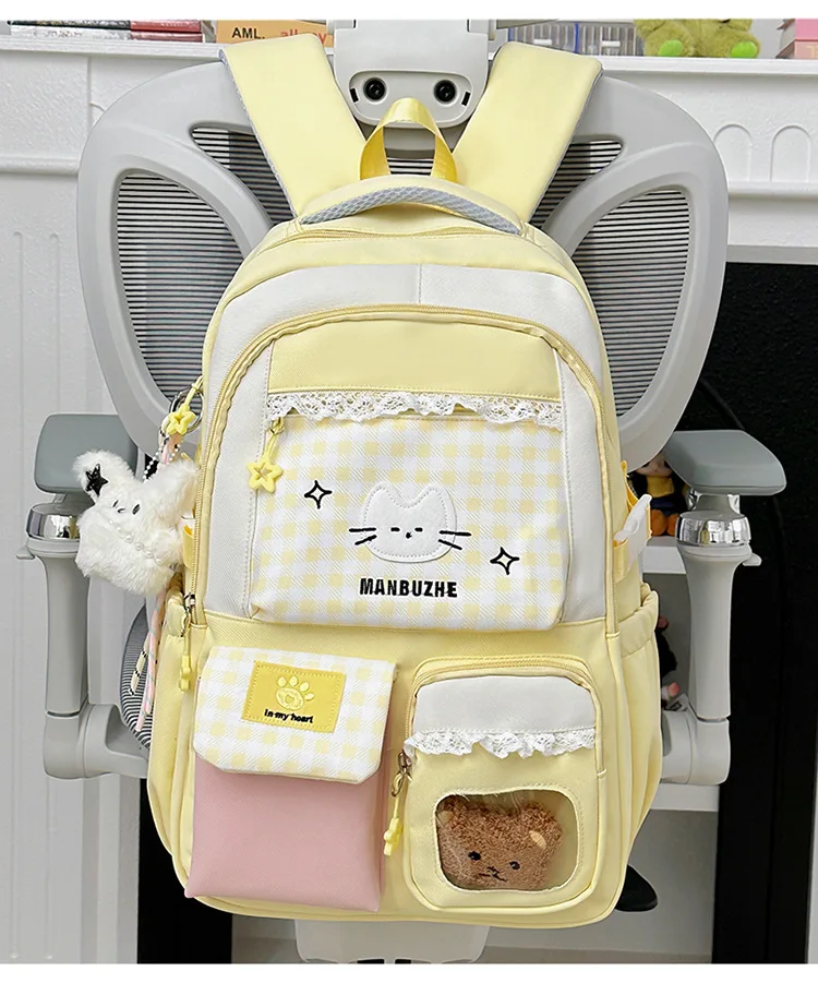 Girl School Bag Backpack Back Pack For Teenager Women Children Female Pink Schoolbag Primary High Bagpack Class Teens Child Kids