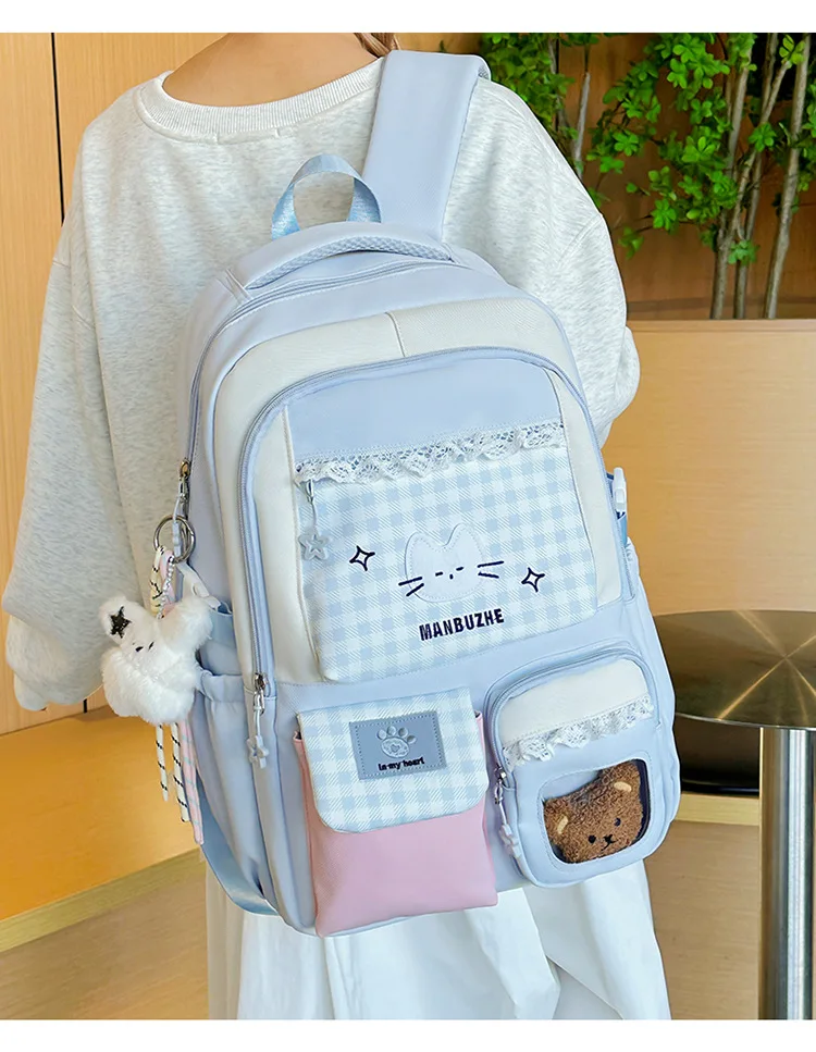 Girl School Bag Backpack Back Pack For Teenager Women Children Female Pink Schoolbag Primary High Bagpack Class Teens Child Kids