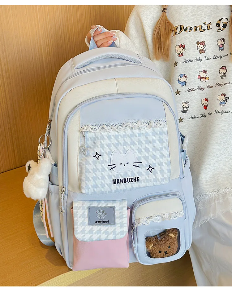 Girl School Bag Backpack Back Pack For Teenager Women Children Female Pink Schoolbag Primary High Bagpack Class Teens Child Kids