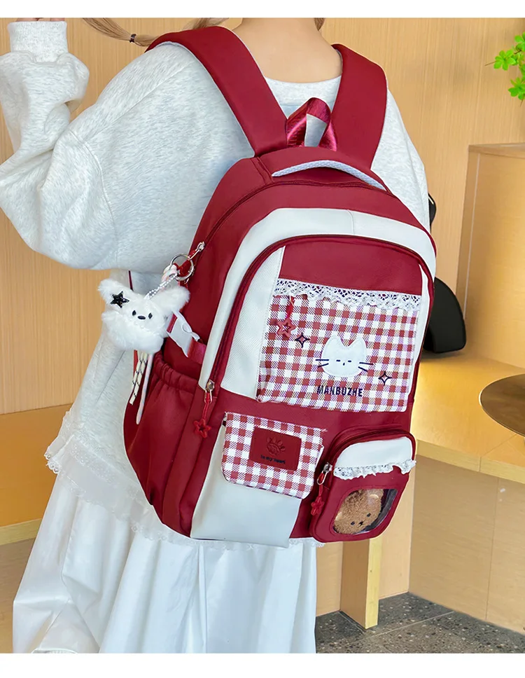 Girl School Bag Backpack Back Pack For Teenager Women Children Female Pink Schoolbag Primary High Bagpack Class Teens Child Kids