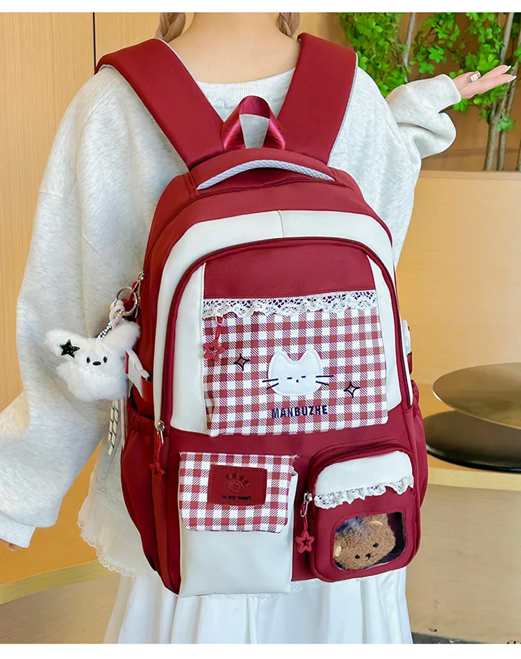 Girl School Bag Backpack Back Pack For Teenager Women Children Female Pink Schoolbag Primary High Bagpack Class Teens Child Kids