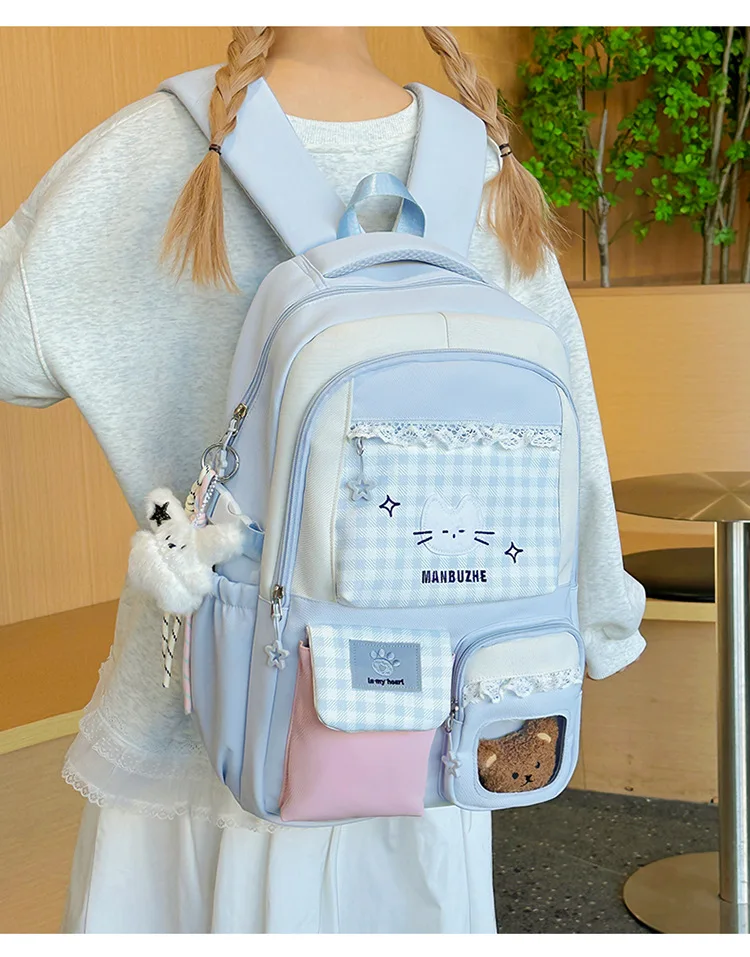 Girl School Bag Backpack Back Pack For Teenager Women Children Female Pink Schoolbag Primary High Bagpack Class Teens Child Kids