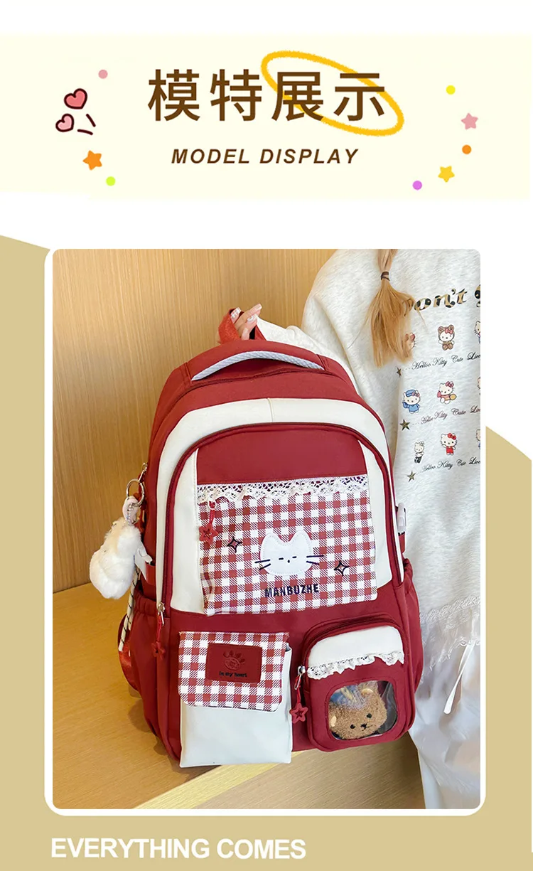 Girl School Bag Backpack Back Pack For Teenager Women Children Female Pink Schoolbag Primary High Bagpack Class Teens Child Kids
