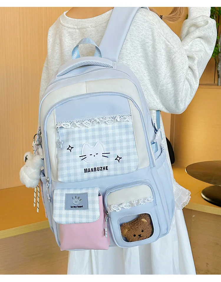 Girl School Bag Backpack Back Pack For Teenager Women Children Female Pink Schoolbag Primary High Bagpack Class Teens Child Kids