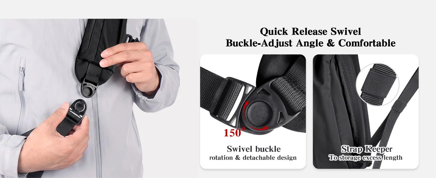 Outdoor Crossbody Bag Fashion Chest Bag For Men Sling Backpack Sports Shoulder Bag With Water Bottle Pocket Fits 11" Tablet