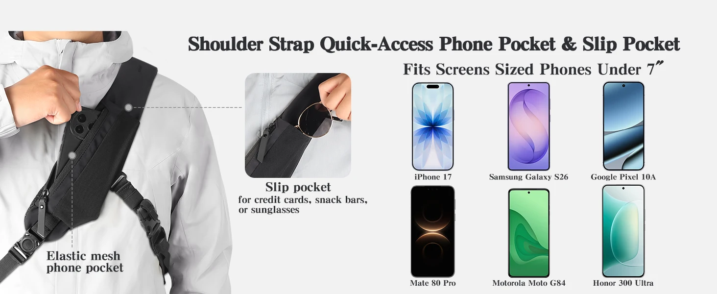 Outdoor Crossbody Bag Fashion Chest Bag For Men Sling Backpack Sports Shoulder Bag With Water Bottle Pocket Fits 11" Tablet