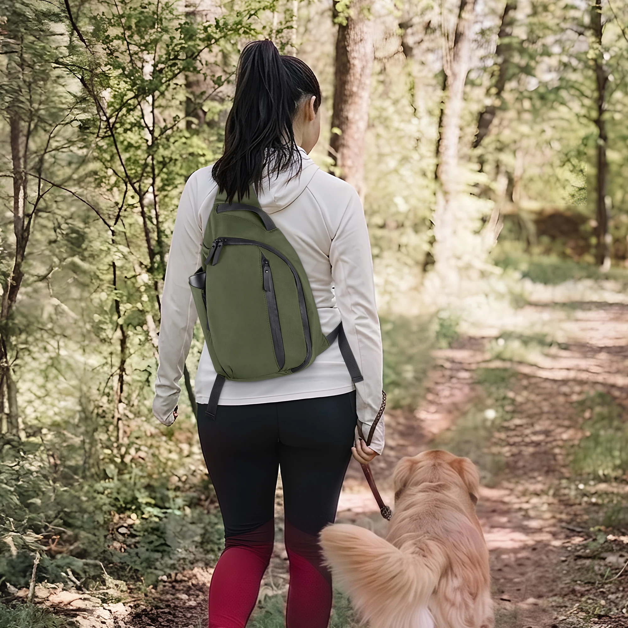 Outdoor Crossbody Bag Fashion Chest Bag For Men Sling Backpack Sports Shoulder Bag With Water Bottle Pocket Fits 11" Tablet